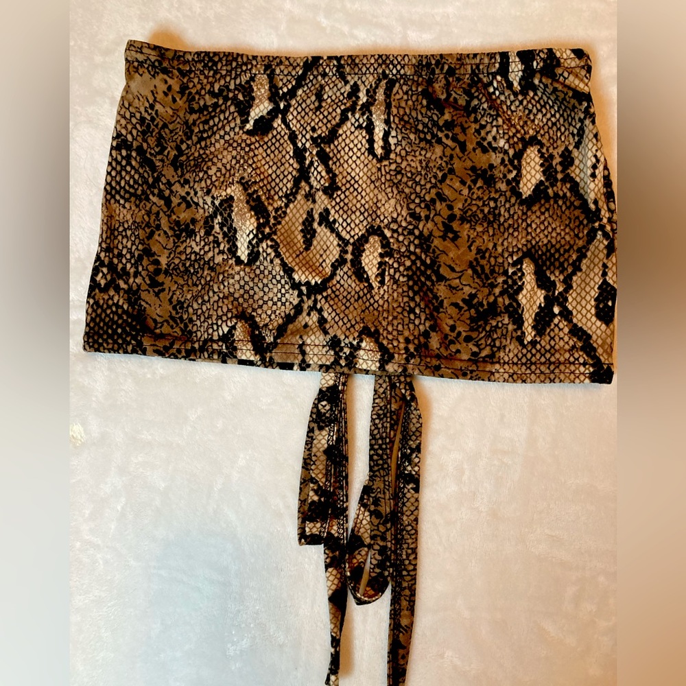 Leopard Tie Back Cross Over Crop Top Sz S